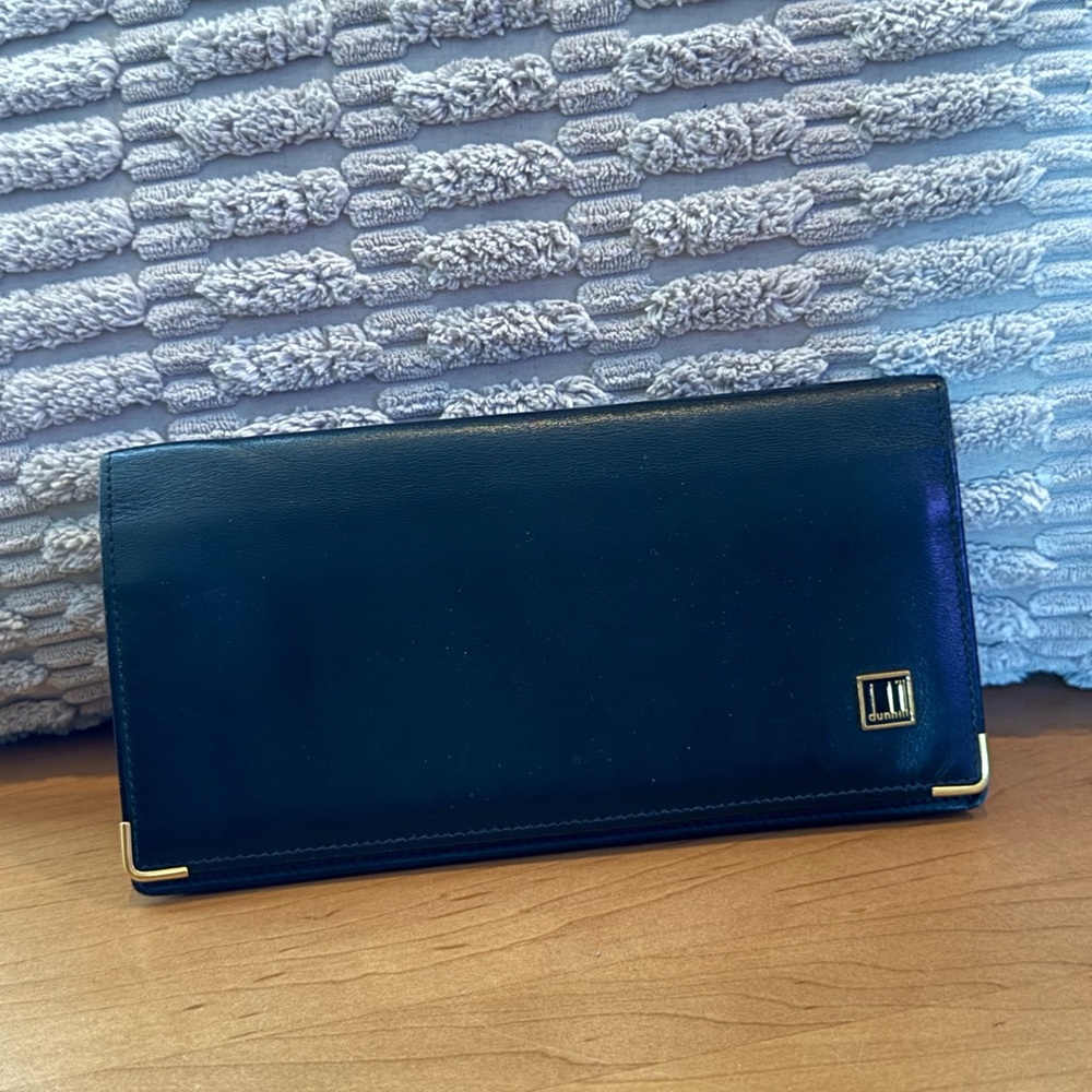 Dunhill Leather Bill & Card Bi-fold Wallet Black Made in Italy